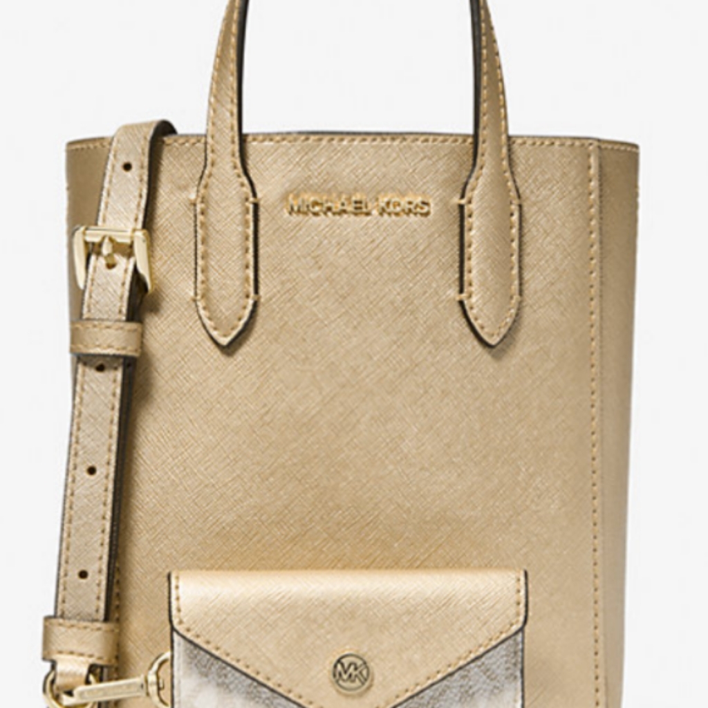 New Michael Kors Vincent Extra Small Metallic Cross Body Bag With Logo Case